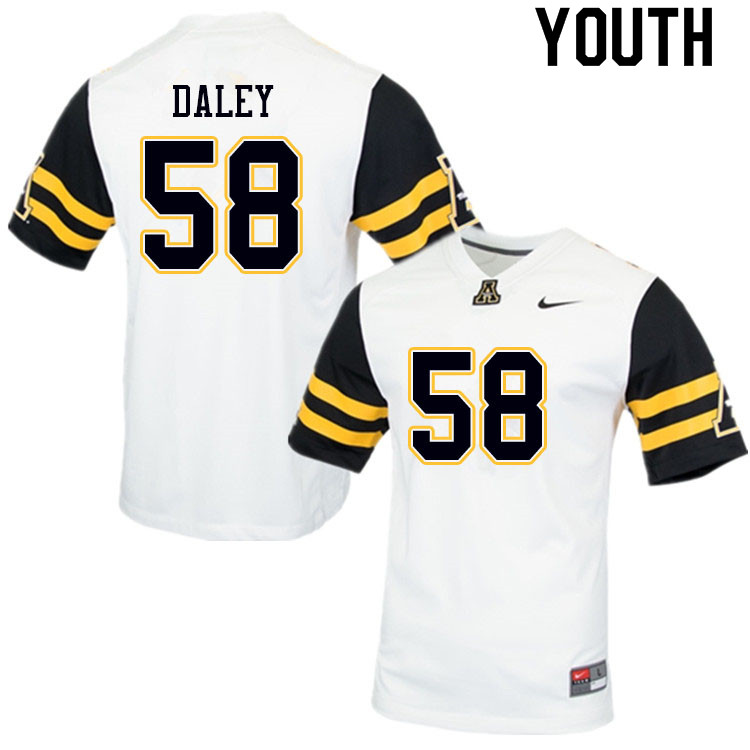 Youth #58 Grant Daley Appalachian State Mountaineers College Football Jerseys Sale-White - Click Image to Close